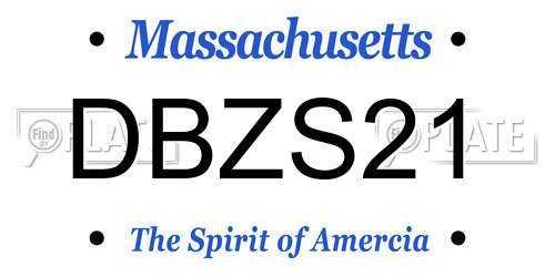 DBZS21 Massachusetts License Plate