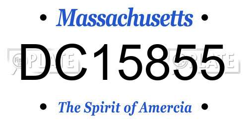 DC15855 Massachusetts License Plate