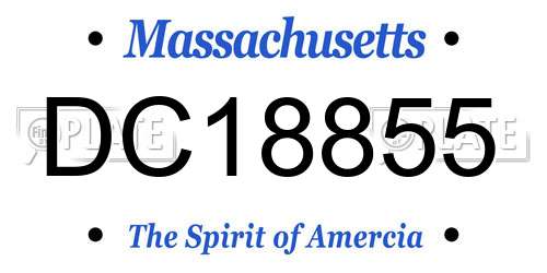DC18855 Massachusetts License Plate