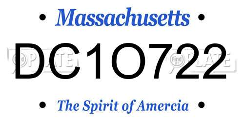 DC1O722 Massachusetts License Plate