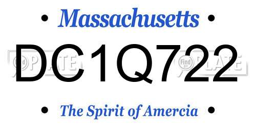 DC1Q722 Massachusetts License Plate
