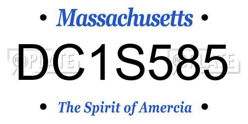 DC1S585 Massachusetts License Plate