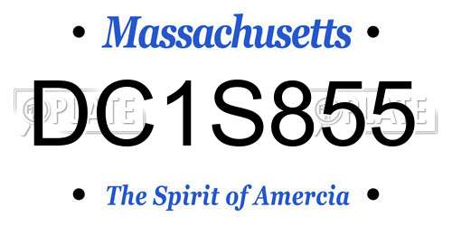 DC1S855 Massachusetts License Plate