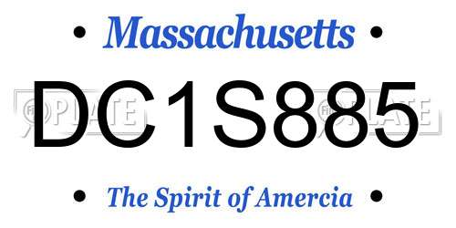 DC1S885 Massachusetts License Plate