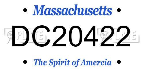 DC20422 Massachusetts License Plate