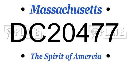 DC20477 Massachusetts License Plate