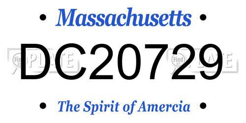 DC20729 Massachusetts License Plate