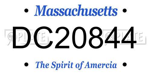 DC20844 Massachusetts License Plate