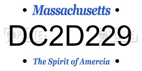 DC2D229 Massachusetts License Plate