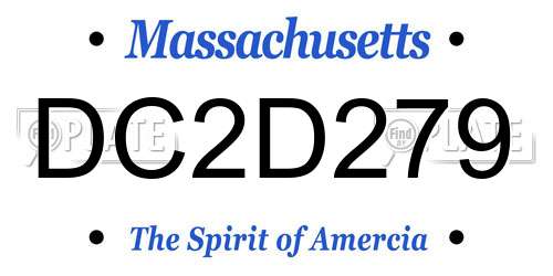 DC2D279 Massachusetts License Plate