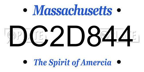 DC2D844 Massachusetts License Plate
