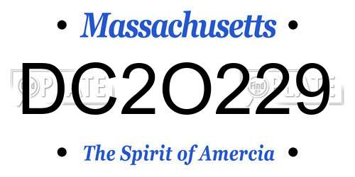 DC2O229 Massachusetts License Plate