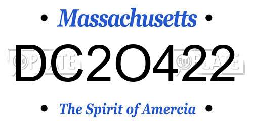 DC2O422 Massachusetts License Plate
