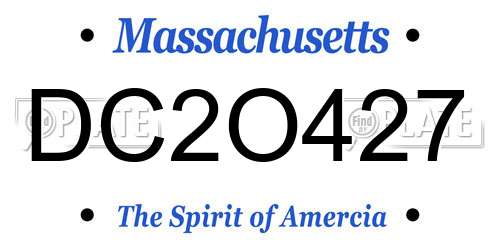 DC2O427 Massachusetts License Plate
