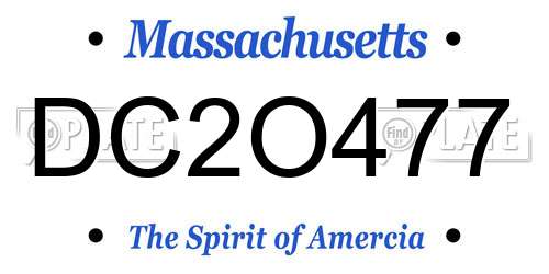 DC2O477 Massachusetts License Plate