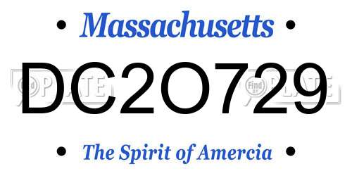 DC2O729 Massachusetts License Plate