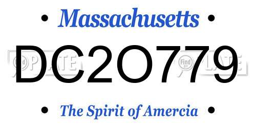 DC2O779 Massachusetts License Plate