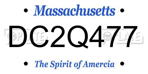 DC2Q477 Massachusetts License Plate