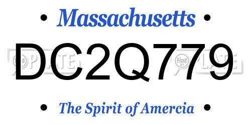 DC2Q779 Massachusetts License Plate
