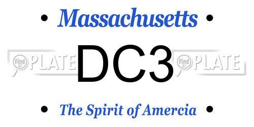 DC3 Massachusetts License Plate