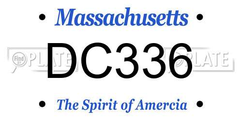 DC336 Massachusetts License Plate