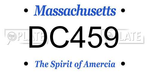 DC459 Massachusetts License Plate