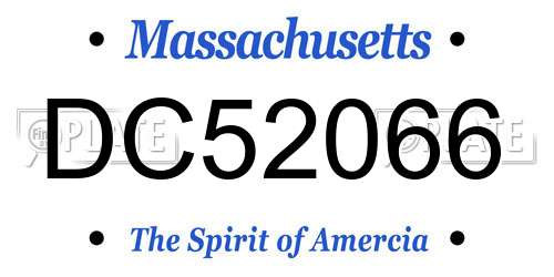 DC52066 Massachusetts License Plate