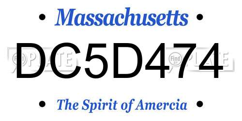 DC5D474 Massachusetts License Plate