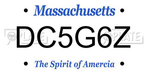 DC5G6Z Massachusetts License Plate