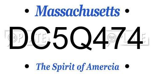 DC5Q474 Massachusetts License Plate