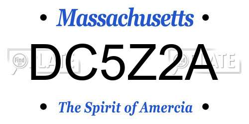 DC5Z2A Massachusetts License Plate