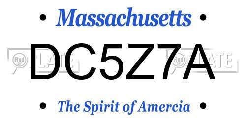 DC5Z7A Massachusetts License Plate