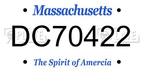 DC70422 Massachusetts License Plate