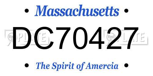 DC70427 Massachusetts License Plate