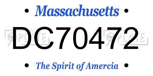 DC70472 Massachusetts License Plate