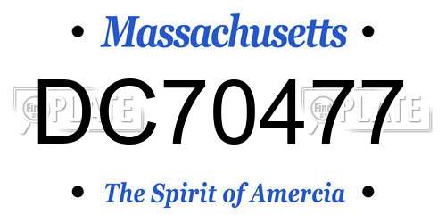 DC70477 Massachusetts License Plate