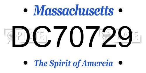 DC70729 Massachusetts License Plate