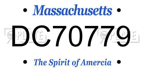DC70779 Massachusetts License Plate