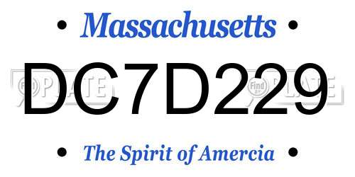 DC7D229 Massachusetts License Plate