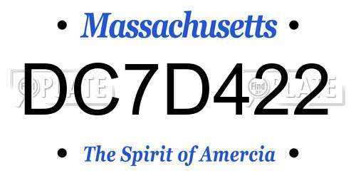 DC7D422 Massachusetts License Plate