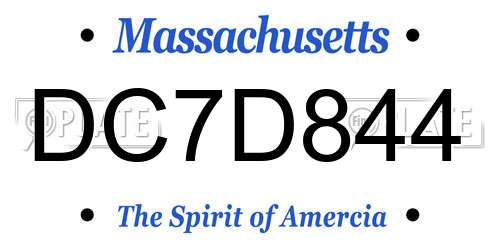 DC7D844 Massachusetts License Plate