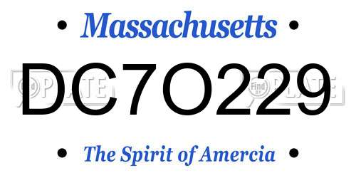 DC7O229 Massachusetts License Plate