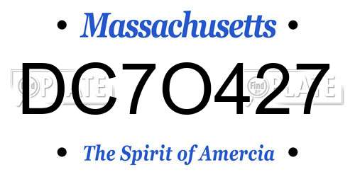 DC7O427 Massachusetts License Plate