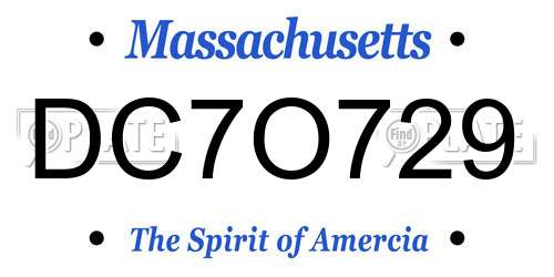 DC7O729 Massachusetts License Plate