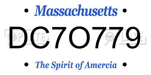 DC7O779 Massachusetts License Plate