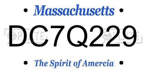 DC7Q229 Massachusetts License Plate