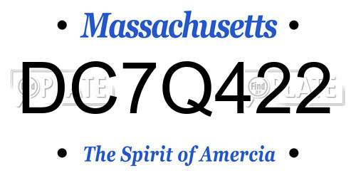 DC7Q422 Massachusetts License Plate