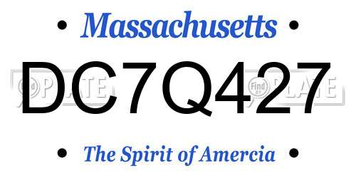 DC7Q427 Massachusetts License Plate