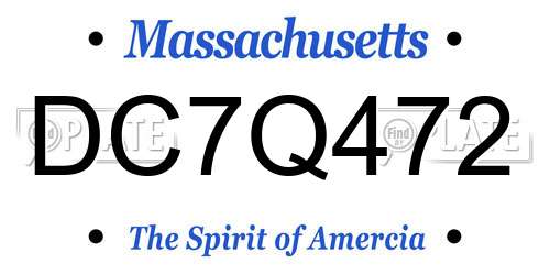 DC7Q472 Massachusetts License Plate
