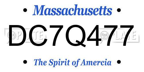 DC7Q477 Massachusetts License Plate